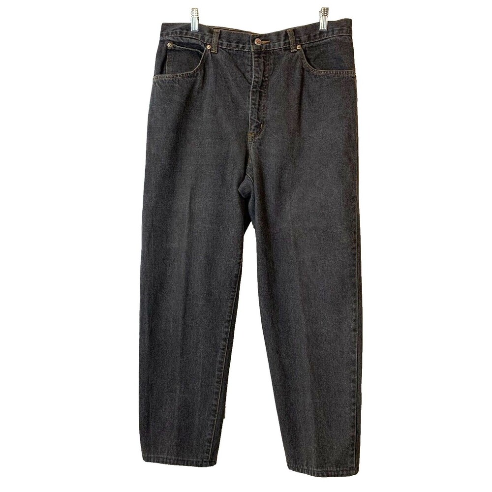 Pioneer Jeans Mens 100% Cotton Size 35x30 Black Dark Wash Boot Cut Vintage